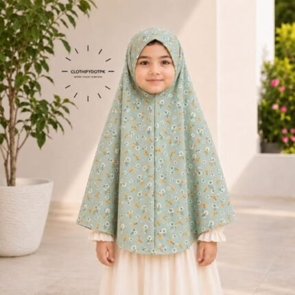 Young girl wearing soft Kids Namaz Scarf Makhna Hijab. BY CLOTHIFYDOTPK