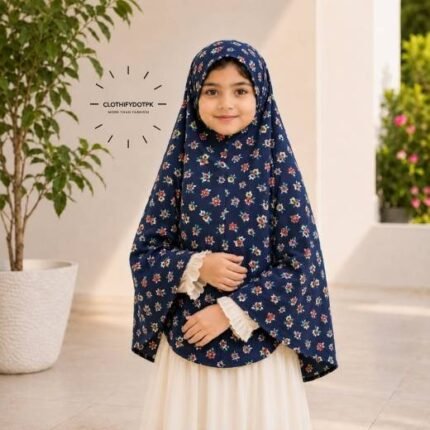 Young girl wearing soft Kids Namaz Scarf Makhna Hijab. BY CLOTHIFYDOTPK