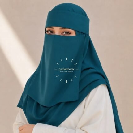 A woman wearing a complete 2 piece Saudi Niqab and Hijab set. By CLOTHIFYDOTPK