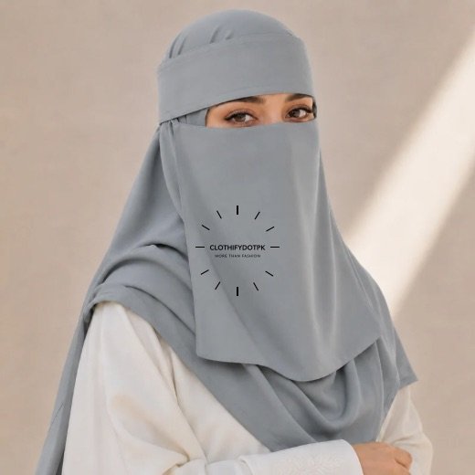 Saudi Hijab Niqab Set 89 - 9 A woman wearing a complete 2 piece Saudi Niqab and Hijab set. By CLOTHIFYDOTPK