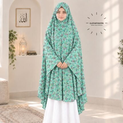 Young Kids wearing Namaz makhna hijab for girls, ready-to-wear namaz scarf, full coverage Islamic headscarf. By CLOTHIFYDOTPK
