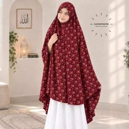 Young Kids wearing Namaz makhna hijab for girls, ready-to-wear namaz scarf, full coverage Islamic headscarf. By CLOTHIFYDOTPK