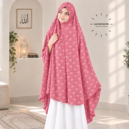 Young Kids wearing Namaz makhna hijab for girls, ready-to-wear namaz scarf, full coverage Islamic headscarf. By CLOTHIFYDOTPK