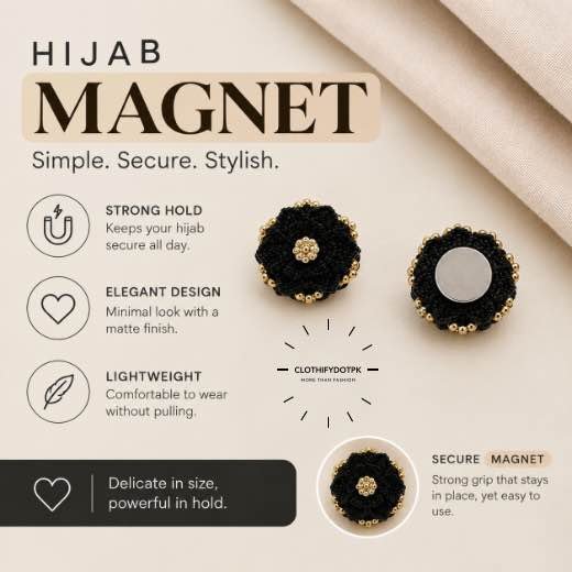 Hijab Magnets_N091 - 58 Pair of hijab magnets with strong magnetic closure – snag-free and pin-free alternative for secure everyday wear. BY CLOTHIFYDOTPK