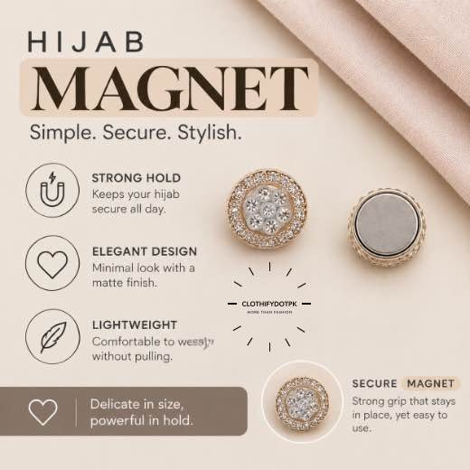 Hijab Magnets_N091 - 61 Pair of hijab magnets with strong magnetic closure – snag-free and pin-free alternative for secure everyday wear. BY CLOTHIFYDOTPK