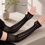 Women wearing Imported Mesh stretchy Arm Sleeves | Fancy sleeve extenders for extra coverage. BY CLOTHIFYDOTPK