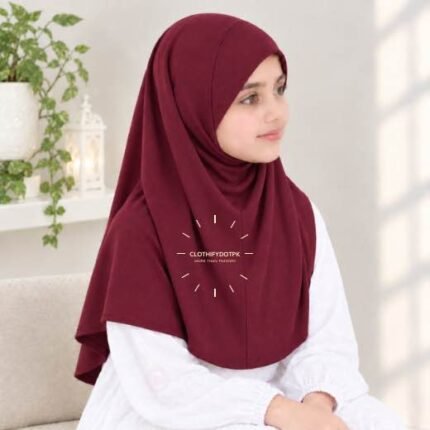 Kids wearing Lightweight, non-slip Jersey Namaz Scarf Makhna Hijab also known as Prayer scarf, available in multiple colors, perfect for everyday wear. BY CLOTHIFYDOTPK