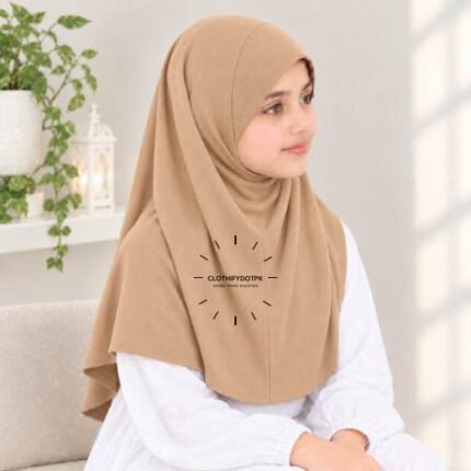 Kids wearing Lightweight, non-slip Jersey Namaz Scarf Makhna Hijab also known as Prayer scarf, available in multiple colors, perfect for everyday wear. BY CLOTHIFYDOTPK
