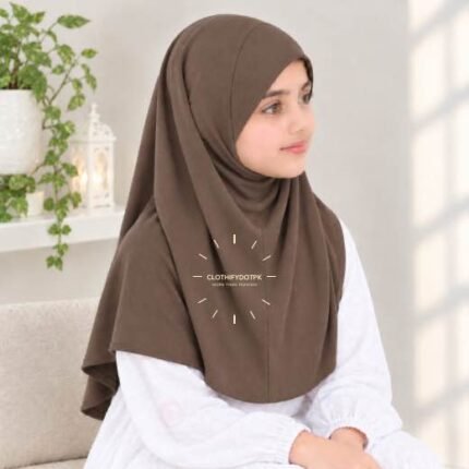 Kids wearing Lightweight, non-slip Jersey Namaz Scarf Makhna Hijab also known as Prayer scarf, available in multiple colors, perfect for everyday wear. BY CLOTHIFYDOTPK