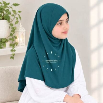 Kids wearing Lightweight, non-slip Jersey Namaz Scarf Makhna Hijab also known as Prayer scarf, available in multiple colors, perfect for everyday wear. BY CLOTHIFYDOTPK