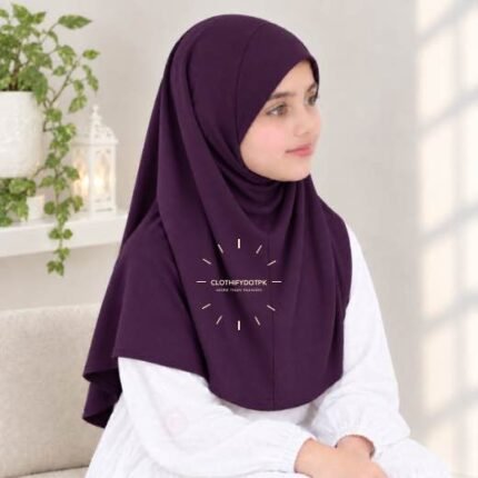 Kids wearing Lightweight, non-slip Jersey Namaz Scarf Makhna Hijab also known as Prayer scarf, available in multiple colors, perfect for everyday wear. BY CLOTHIFYDOTPK