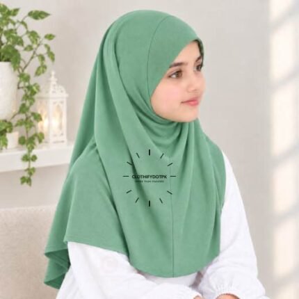 Kids wearing Lightweight, non-slip Jersey Namaz Scarf Makhna Hijab also known as Prayer scarf, available in multiple colors, perfect for everyday wear. BY CLOTHIFYDOTPK