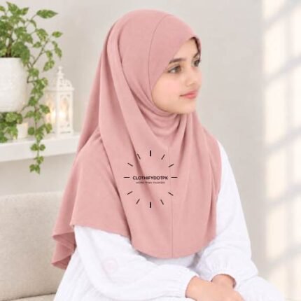 Kids wearing Lightweight, non-slip Jersey Namaz Scarf Makhna Hijab also known as Prayer scarf, available in multiple colors, perfect for everyday wear. BY CLOTHIFYDOTPK