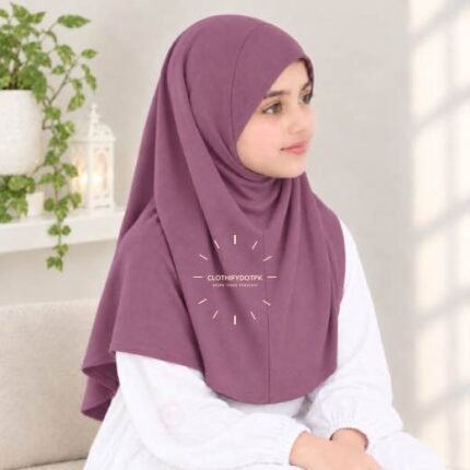 Kids wearing Lightweight, non-slip Jersey Namaz Scarf Makhna Hijab also known as Prayer scarf, available in multiple colors, perfect for everyday wear. BY CLOTHIFYDOTPK