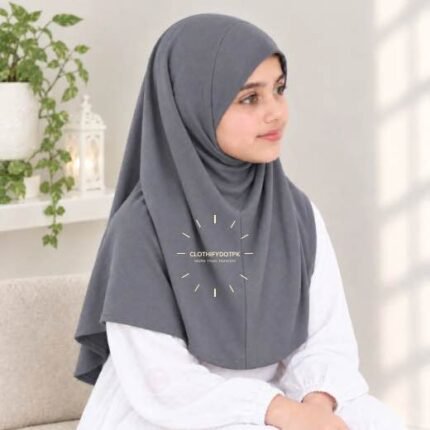 Kids wearing Lightweight, non-slip Jersey Namaz Scarf Makhna Hijab also known as Prayer scarf, available in multiple colors, perfect for everyday wear. BY CLOTHIFYDOTPK