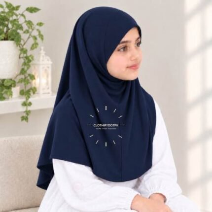 Kids wearing Lightweight, non-slip Jersey Namaz Scarf Makhna Hijab also known as Prayer scarf, available in multiple colors, perfect for everyday wear. BY CLOTHIFYDOTPK