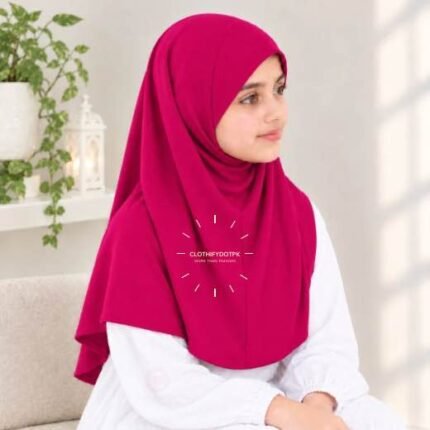 Kids wearing Lightweight, non-slip Jersey Namaz Scarf Makhna Hijab also known as Prayer scarf, available in multiple colors, perfect for everyday wear. BY CLOTHIFYDOTPK