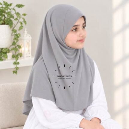 Kids wearing Lightweight, non-slip Jersey Namaz Scarf Makhna Hijab also known as Prayer scarf, available in multiple colors, perfect for everyday wear. BY CLOTHIFYDOTPK