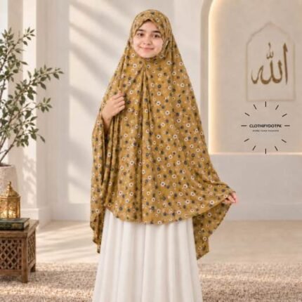 Kids wearing Namaz makhna hijab for girls, ready-to-wear namaz scarf, full coverage Islamic headscarf. By CLOTHIFYDOTPK
