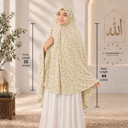 Kids wearing Namaz makhna hijab for girls, ready-to-wear namaz scarf, full coverage Islamic headscarf. By CLOTHIFYDOTPK