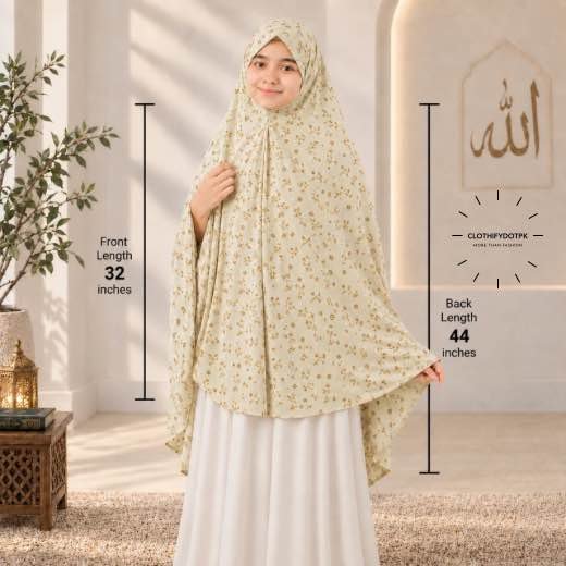 Kids Namaz Makhna (7-13 Yrs) - 13 Kids wearing Namaz makhna hijab for girls, ready-to-wear namaz scarf, full coverage Islamic headscarf. By CLOTHIFYDOTPK