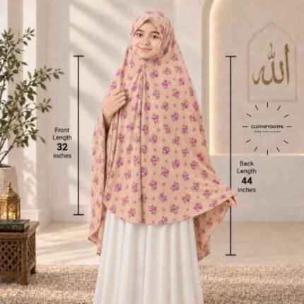 Kids wearing Namaz makhna hijab for girls, ready-to-wear namaz scarf, full coverage Islamic headscarf. By CLOTHIFYDOTPK
