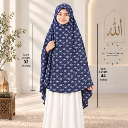 Kids wearing Namaz makhna hijab for girls, ready-to-wear namaz scarf, full coverage Islamic headscarf. By CLOTHIFYDOTPK