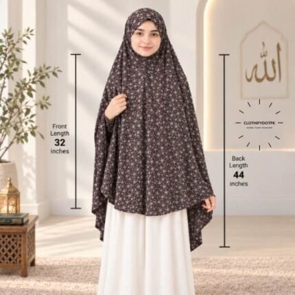 Kids wearing Namaz makhna hijab for girls, ready-to-wear namaz scarf, full coverage Islamic headscarf. By CLOTHIFYDOTPK