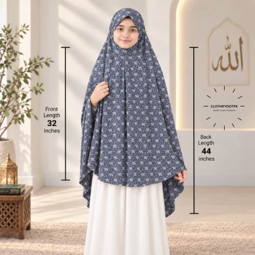 Kids Namaz Makhna (7-13 Yrs) - 24 Kids wearing Namaz makhna hijab for girls, ready-to-wear namaz scarf, full coverage Islamic headscarf. By CLOTHIFYDOTPK