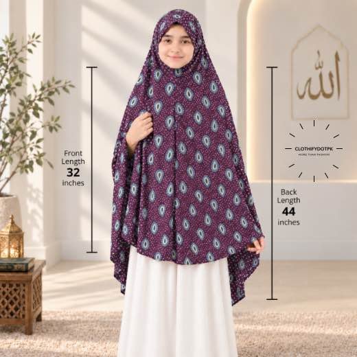 Kids Namaz Makhna (7-13 Yrs) - 26 Kids wearing Namaz makhna hijab for girls, ready-to-wear namaz scarf, full coverage Islamic headscarf. By CLOTHIFYDOTPK