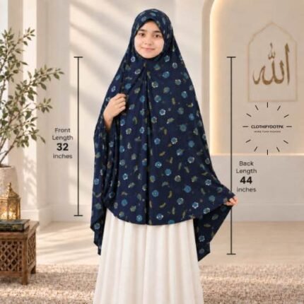 Kids wearing Namaz makhna hijab for girls, ready-to-wear namaz scarf, full coverage Islamic headscarf. By CLOTHIFYDOTPK