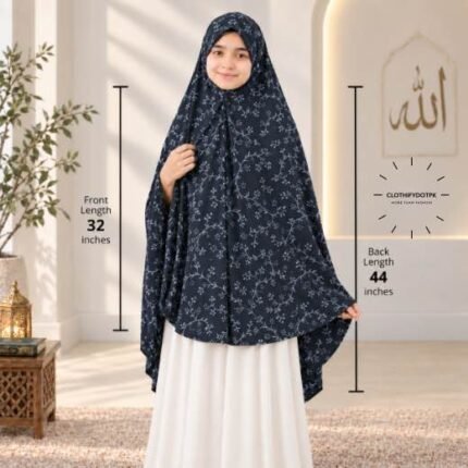 Kids wearing Namaz makhna hijab for girls, ready-to-wear namaz scarf, full coverage Islamic headscarf. By CLOTHIFYDOTPK