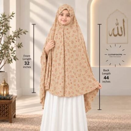 Kids wearing Namaz makhna hijab for girls, ready-to-wear namaz scarf, full coverage Islamic headscarf. By CLOTHIFYDOTPK