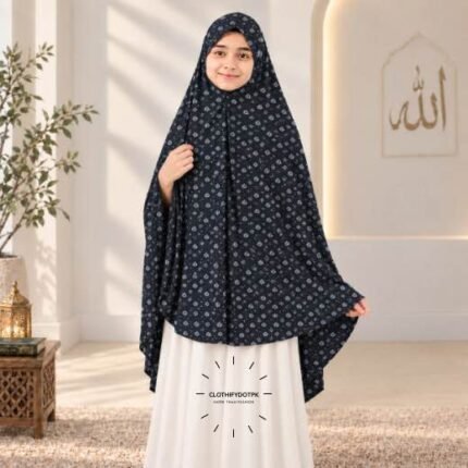 Kids wearing Namaz makhna hijab for girls, ready-to-wear namaz scarf, full coverage Islamic headscarf. By CLOTHIFYDOTPK