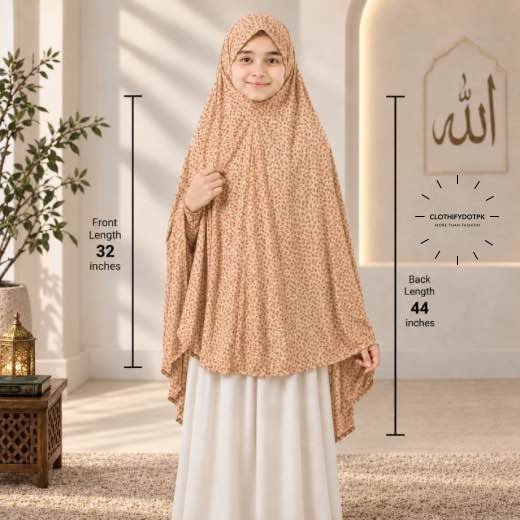 Kids Namaz Makhna (7-13 Yrs) - 5 Kids wearing Namaz makhna hijab for girls, ready-to-wear namaz scarf, full coverage Islamic headscarf. By CLOTHIFYDOTPK