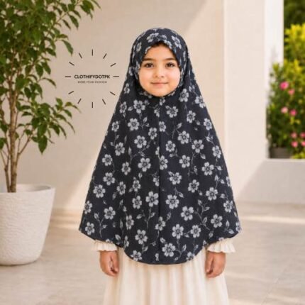 Young girl wearing soft Kids Namaz Scarf Makhna Hijab. BY CLOTHIFYDOTPK