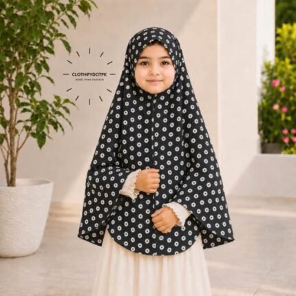 Young girl wearing soft Kids Namaz Scarf Makhna Hijab. BY CLOTHIFYDOTPK