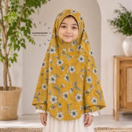 Young girl wearing soft Kids Namaz Scarf Makhna Hijab. BY CLOTHIFYDOTPK