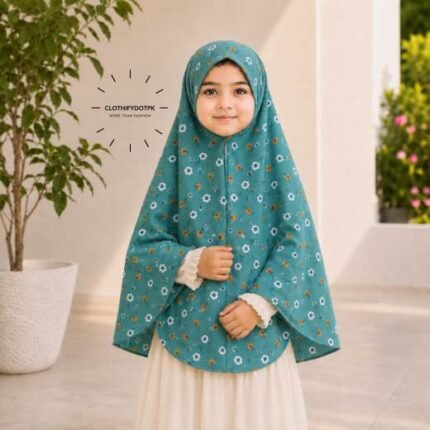 Young girl wearing soft Kids Namaz Scarf Makhna Hijab. BY CLOTHIFYDOTPK