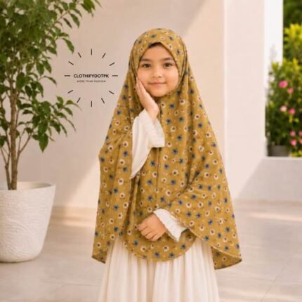 Young girl wearing soft Kids Namaz Scarf Makhna Hijab. BY CLOTHIFYDOTPK