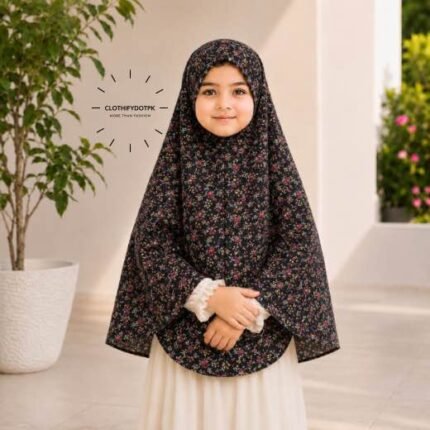 Young girl wearing soft Kids Namaz Scarf Makhna Hijab. BY CLOTHIFYDOTPK