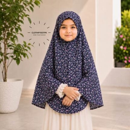 Young girl wearing soft Kids Namaz Scarf Makhna Hijab. BY CLOTHIFYDOTPK