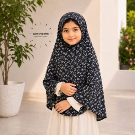Young girl wearing soft Kids Namaz Scarf Makhna Hijab. BY CLOTHIFYDOTPK