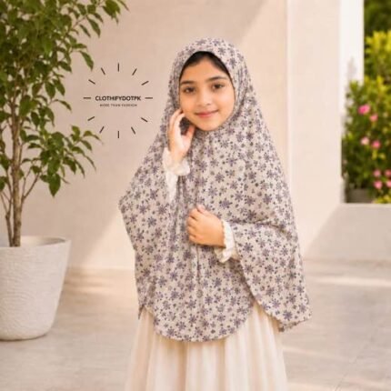 Young girl wearing soft Kids Namaz Scarf Makhna Hijab. BY CLOTHIFYDOTPK