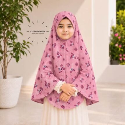 Young girl wearing soft Kids Namaz Scarf Makhna Hijab. BY CLOTHIFYDOTPK