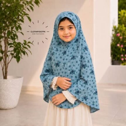 Young girl wearing soft Kids Namaz Scarf Makhna Hijab. BY CLOTHIFYDOTPK
