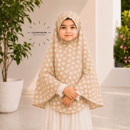 Young girl wearing soft Kids Namaz Scarf Makhna Hijab. BY CLOTHIFYDOTPK