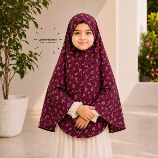 Kids Namaz makhna_N892 - 89 Young girl wearing soft Kids Namaz Scarf Makhna Hijab. BY CLOTHIFYDOTPK