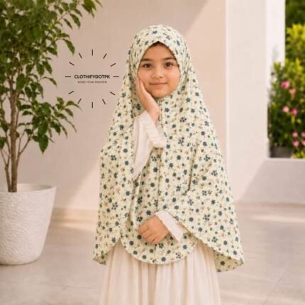Young girl wearing soft Kids Namaz Scarf Makhna Hijab. BY CLOTHIFYDOTPK