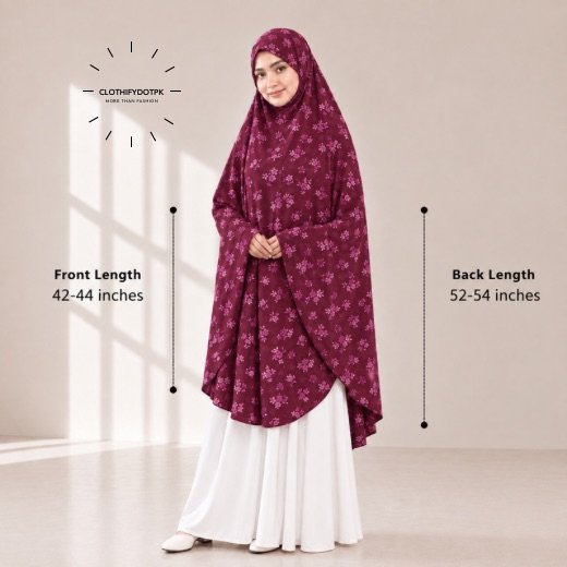 Namaz Makhna Medium New - 10 A woman draped in a soft Swiss lawn namaz chadar without sleeves also known as Makhna Hijab or Namaz Scarf with front coverage that falls above the knees, while the back extends down till knees. BY CLOTHIFYDOTPK